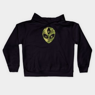 Third Eyed Alien Head: Weed Camo Edition Kids Hoodie